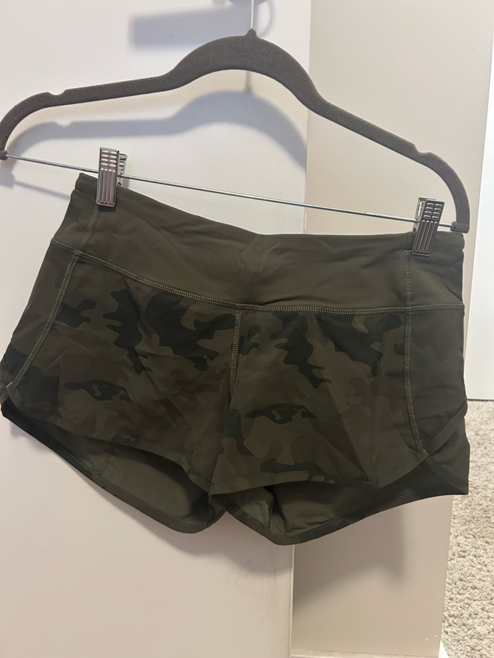 Lululemon Olive Camo Speed Shorts
